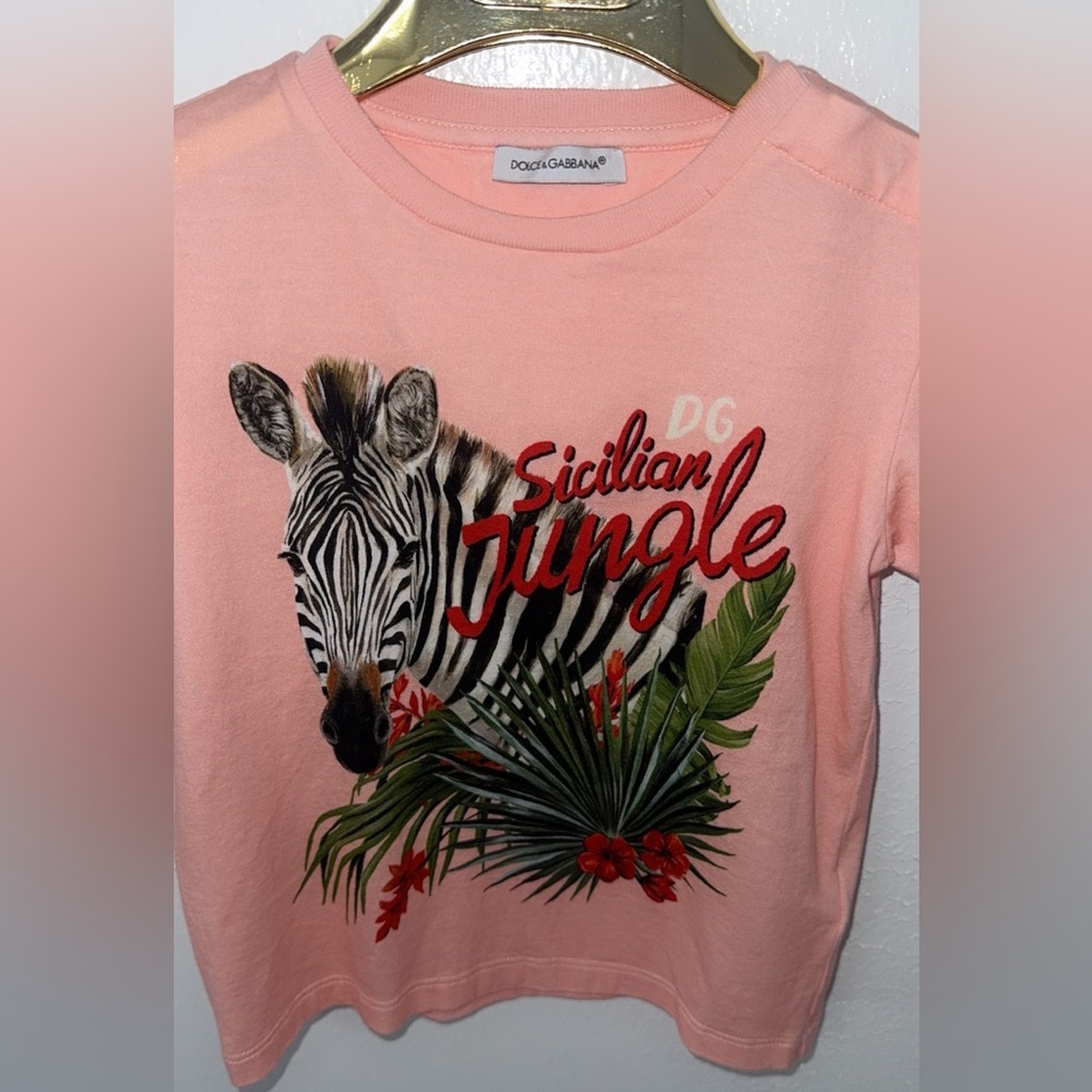 Dolce & Gabbana Pink Zebra Graphic Tee